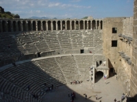 The ancient Aspendos ruins and antique theater.